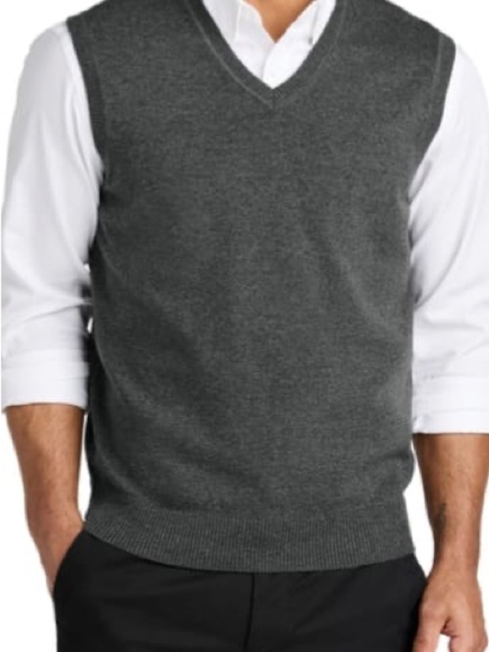 Club Room Men's V-Neck Sweater Vest in Charcoal Gray